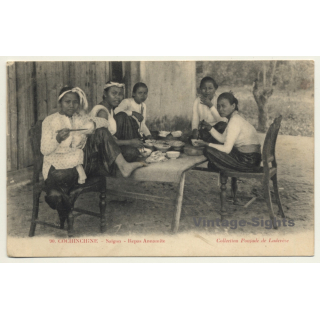Saigon / Cochinchine: Repas Annamite / Ethnic (Vintage PC ~1910s)