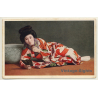 Japan: Geisha In Traditional Kimono On Floor (Vintage PC ~1920s/1930s)
