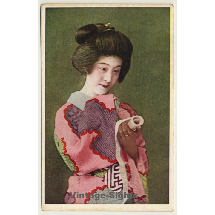 Japan: Geisha In Traditional Kimono / Keigi Shimada (Vintage PC ~1920s/1930s)