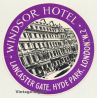London / UK: Windsor Hotel - Hyde Park (Vintage Luggage Label)