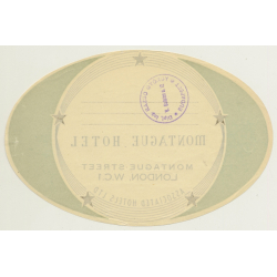 London / UK: Montague Hotel (Vintage Luggage Label)