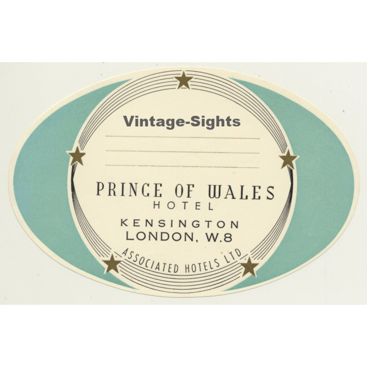 London / UK: Prince Of Wales Hotel, Kensington (Vintage Luggage Label)