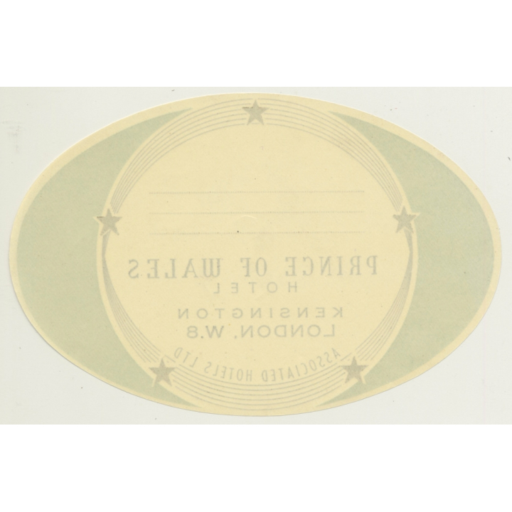 London / UK: Prince Of Wales Hotel, Kensington (Vintage Luggage Label)