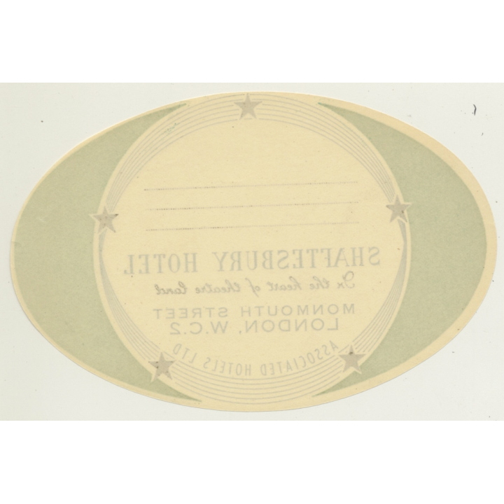 London / UK: Shaftesbury Hotel (Vintage Luggage Label)