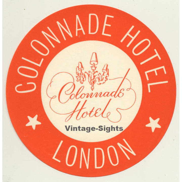 London / UK: Colonnade Hotel - Orange (Vintage Luggage Label)