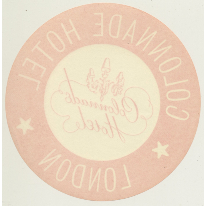 London / UK: Colonnade Hotel - Orange (Vintage Luggage Label)