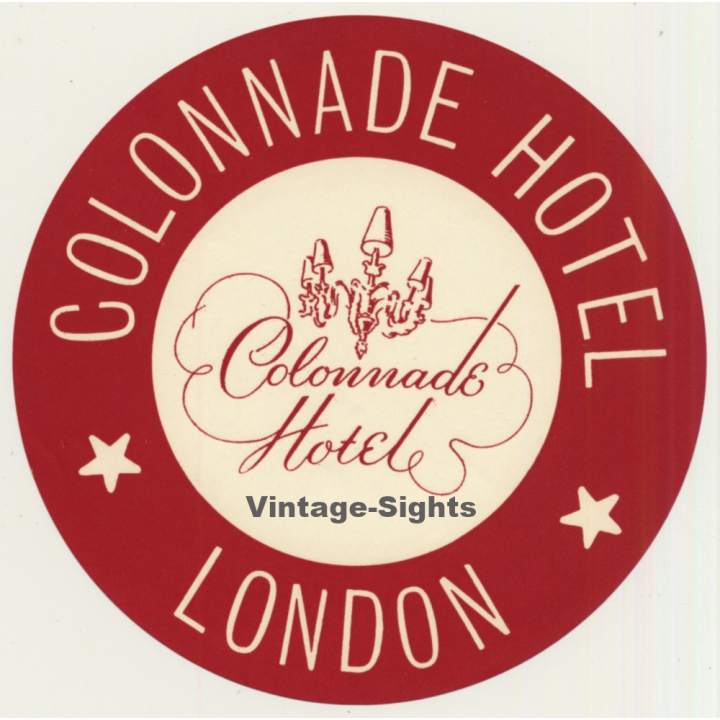 London / UK: Colonnade Hotel - Red (Vintage Luggage Label)