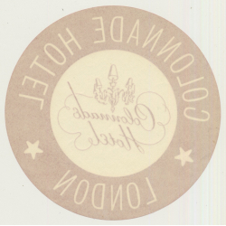 London / UK: Colonnade Hotel - Red (Vintage Luggage Label)