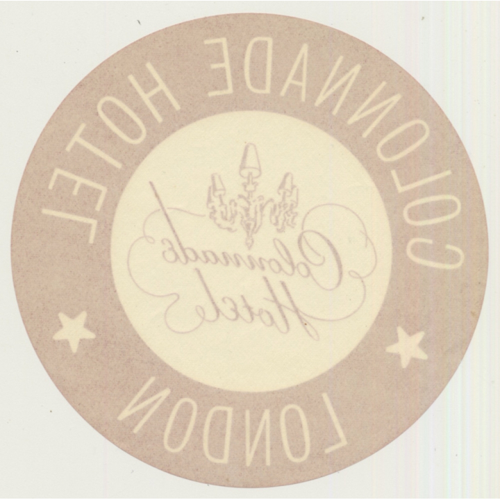 London / UK: Colonnade Hotel - Red (Vintage Luggage Label)