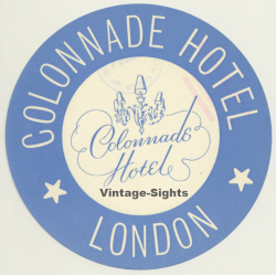 London / UK: Colonnade Hotel - Blue (Vintage Luggage Label)