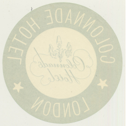 London / UK: Colonnade Hotel - Green (Vintage Luggage Label)
