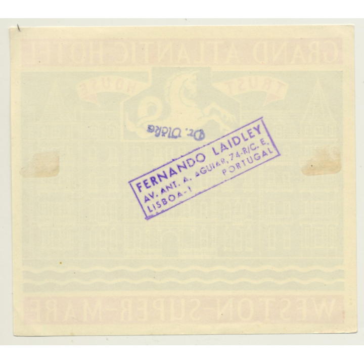 Weston-Super-Mare / UK: Grand Atlantic Hotel - Trust House (Vintage Luggage Label)