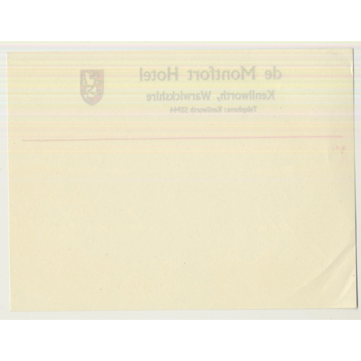 Kenilworth, Warwickshire / UK: De Montfort Hotel (Vintage Luggage Label)