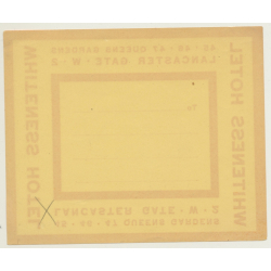 London / UK: Whiteness Hotel, Lancaster Gate (Vintage Luggage Label)