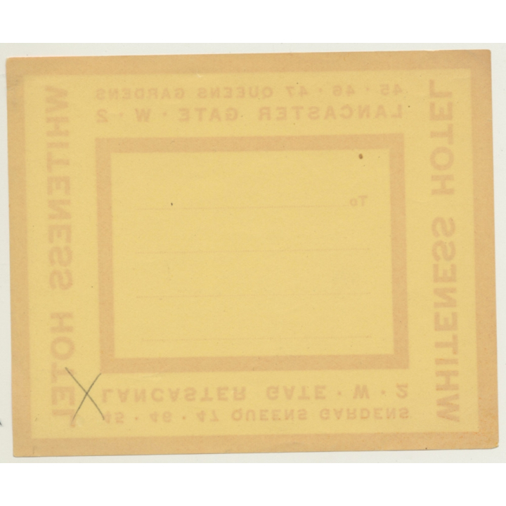 London / UK: Whiteness Hotel, Lancaster Gate (Vintage Luggage Label)