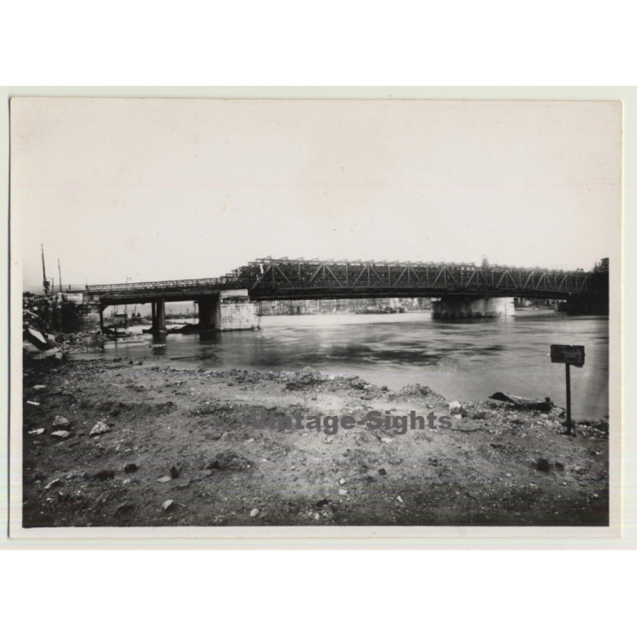 Pierre Chapuis / Rouen: Steelbridge Across River Seine (Vintage Photo ~1940s)