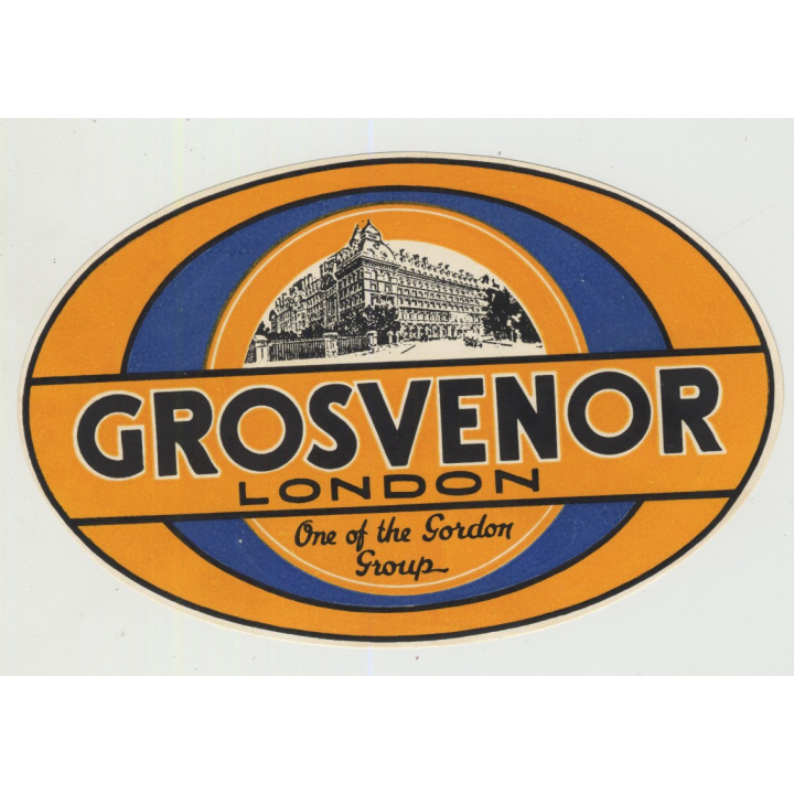 Grosvenor Hotel - London / Great Britain (Vintage Luggage Label)