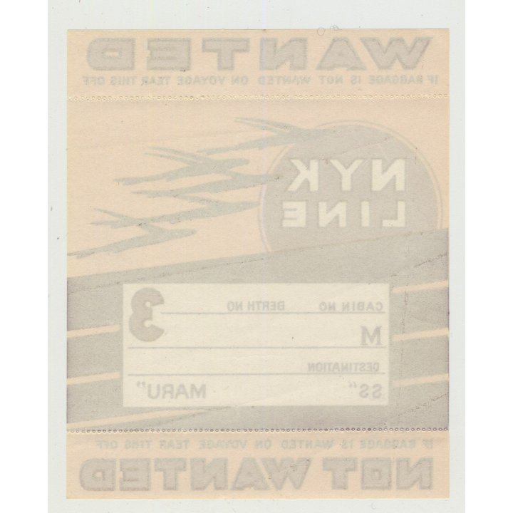 N.Y.K. Shipping Line - Baggage Wanted In Cabin (Vintage Luggage Label)
