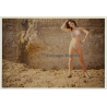 Slim Natural Brunette Woman In Quarry (Vintage Photo Germany ~1980s)