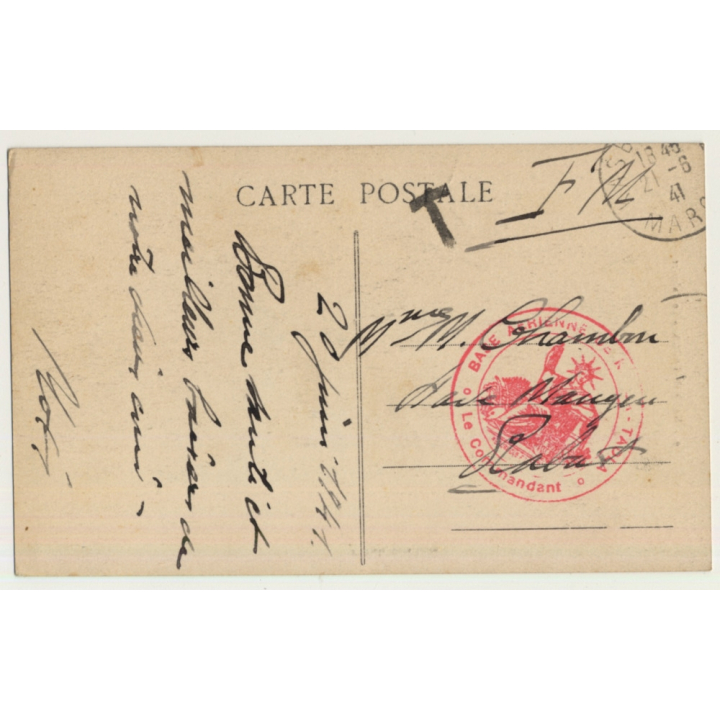 Kasbah-Tadla / Morocco: Le Palmier / Field Postmark Base Aérienne (Vintage PC 1941)