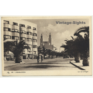 Casablanca / Morocco: La Rue D'Alger / Field Postmark 37 Rég.D'Aviation (Vintage PC 1939)