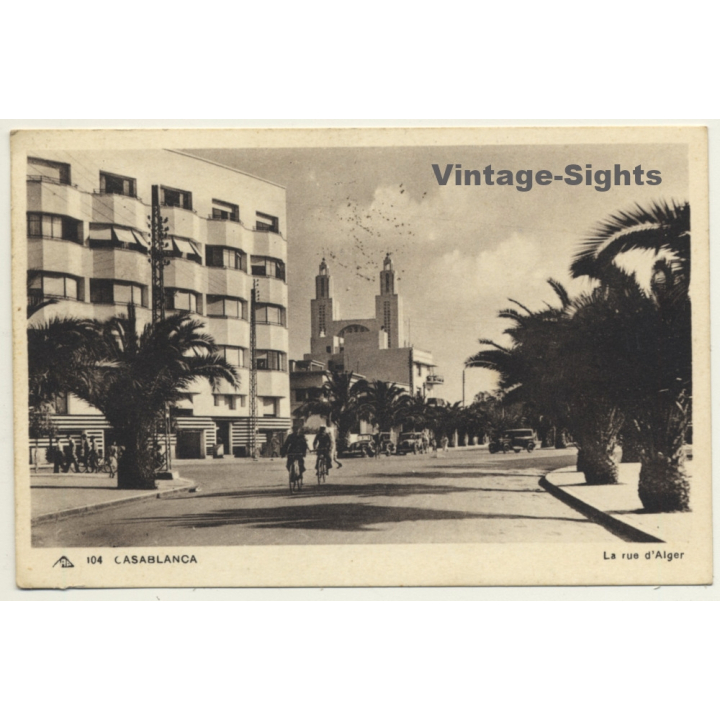 Casablanca / Morocco: La Rue D'Alger / Field Postmark 37 Rég.D'Aviation (Vintage PC 1939)