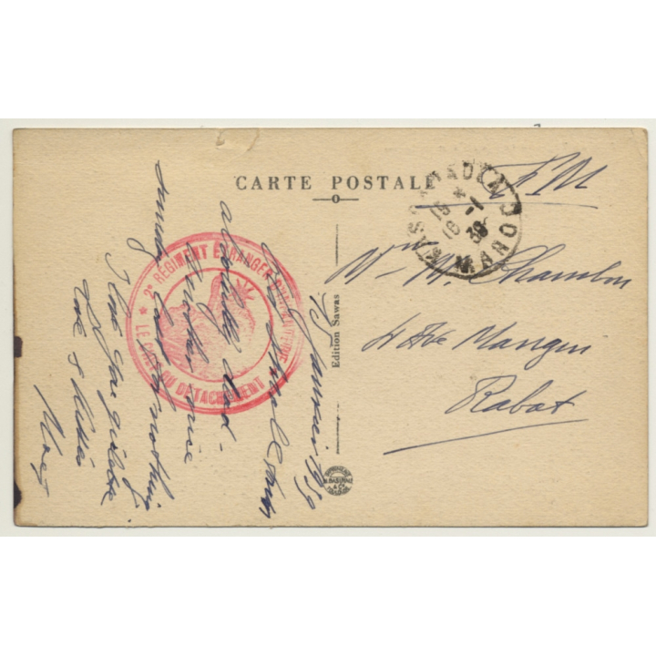 Kasbah-Tadla / Morocco: Le Camp Sud Et Ses Jardins / Field Postmark 2.Rég.Étranger (Vintage PC 1939)
