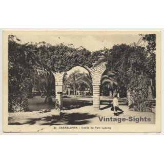 Casblanca / Morocco: Entrée Du Parc Lyautey / Field Postmark 37°Rég.D'Aviation (Vintage PC 1937)