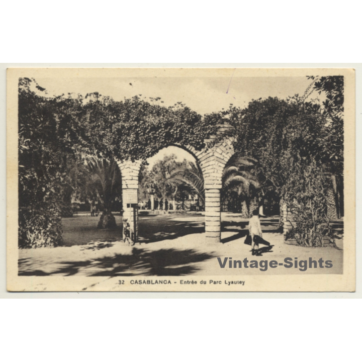 Casblanca / Morocco: Entrée Du Parc Lyautey / Field Postmark 37°Rég.D'Aviation (Vintage PC 1937)