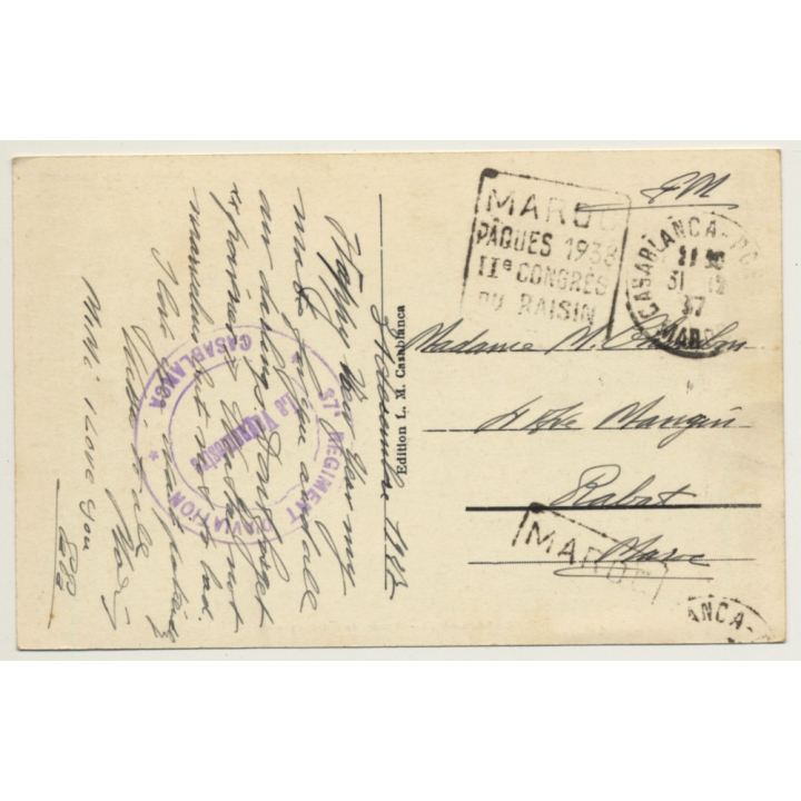 Casblanca / Morocco: Entrée Du Parc Lyautey / Field Postmark 37°Rég.D'Aviation (Vintage PC 1937)