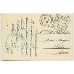 Meknès / Morocco: Un Coin De La Place El Eddine / Field Postmark Escadre Aérienne (Vintage PC 1938)