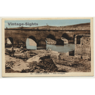 Kasbah-Tadla / Morocco: Pont Portugais / Field Postmark Base Aérienne (Vintage PC 1942)