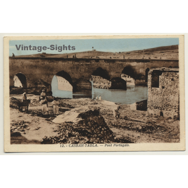 Kasbah-Tadla / Morocco: Pont Portugais / Field Postmark Base Aérienne (Vintage PC 1942)