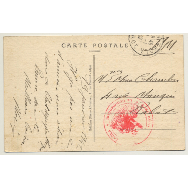 Kasbah-Tadla / Morocco: Pont Portugais / Field Postmark Base Aérienne (Vintage PC 1942)