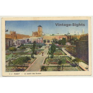 Rabat / Morocco: Le Jardin Des Oudaïa / Field Postmark Bataillon De L'Air 137 (Vintage PC 1937)
