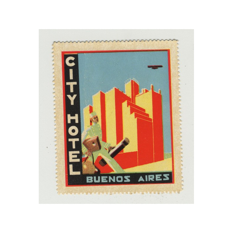 City Hotel - Buenos Aires / Argentina (Vintage Luggage Label / Art Deco)