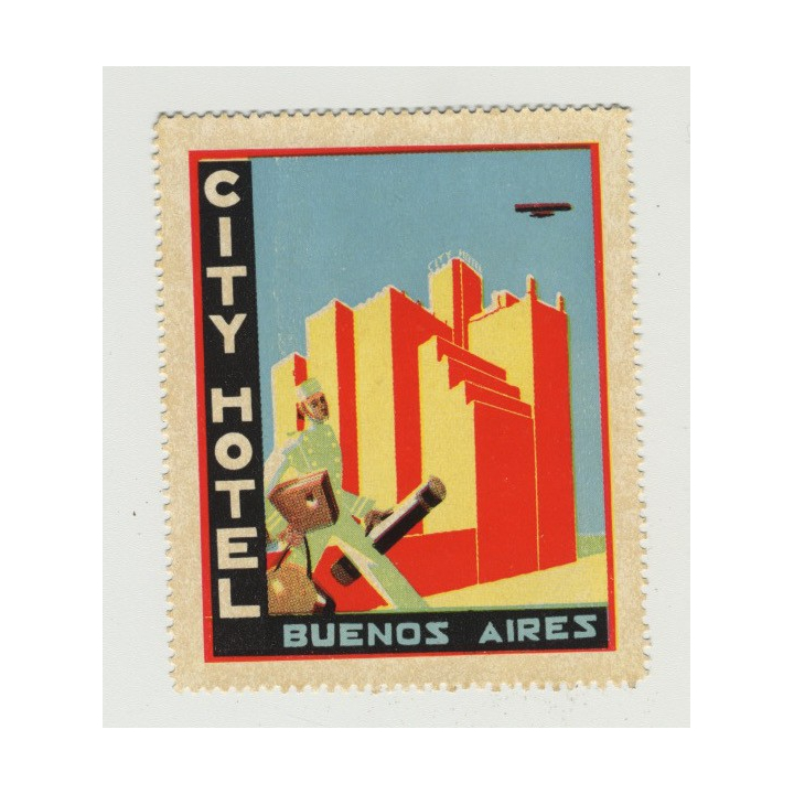 City Hotel - Buenos Aires / Argentina (Vintage Luggage Label / Art Deco)