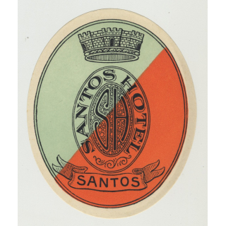 Santos Hotel - Santos / Brazil (Vintage Luggage Label)