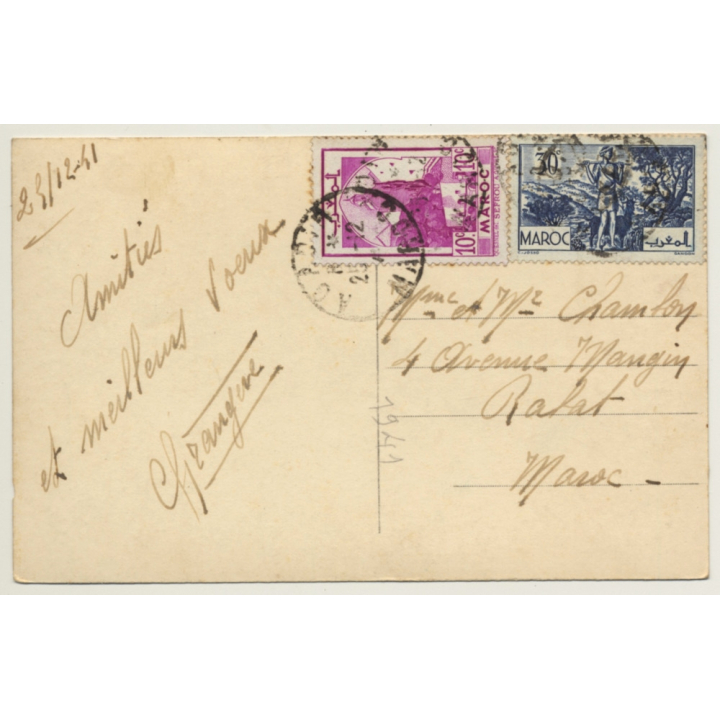 Agadir / Morocco: Le Centre Commercial (Vintage RPPC 1941)