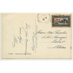 Tanger / Morocco: Dissembarkation Of Passengers / Town View (Vintage RPPC 1939)