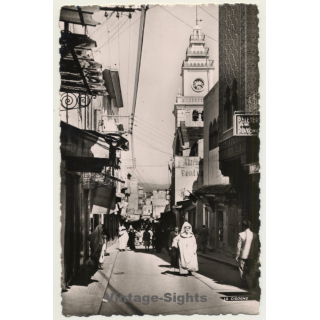 Tanger / Morocco: Rue Siaghines / Street View (Vintage RPPC 1951)
