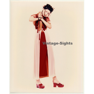 Pretty Female Model *4 / Hairstyle - Dress (Vintage Fashion Photo: Wolfgang Klein 1980s DIN A4+)