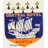 Nantes / France: Central Hotel - Sailing Ship (Vintage Luggage Label)