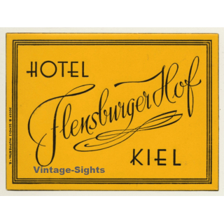 Kiel - München / Germany: Hotel Flensburger Hof (Vintage Luggage Label)