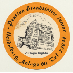 Heidelberg / Germany: Pension Brandstätter Junior (Vintage Luggage Label)