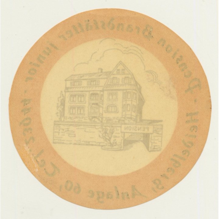 Heidelberg / Germany: Pension Brandstätter Junior (Vintage Luggage Label)
