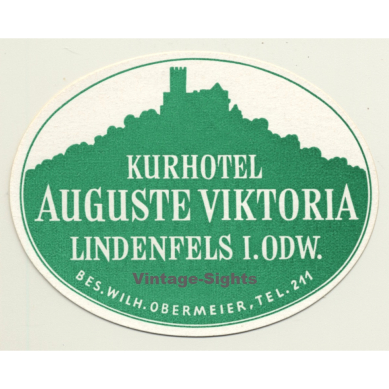 Lindenfels Im Odenwald / Germany: Kurhotel Auguste Viktoria (Vintage Luggage Label)