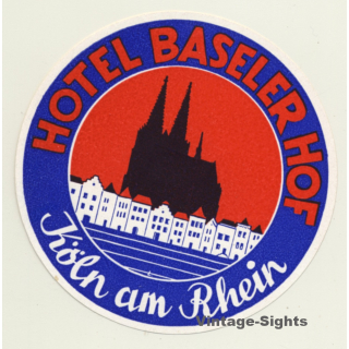 Köln Am Rhein / Germany: Hotel Baseler Hof (Vintage Luggage Label)