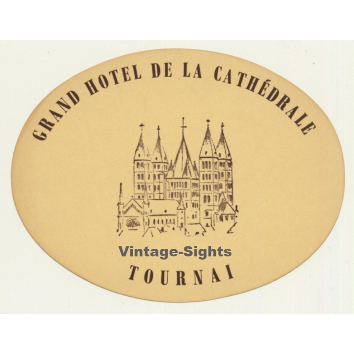 Tournai / France: Grand Hotel De La Cathédrale (Vintage Luggage Label)