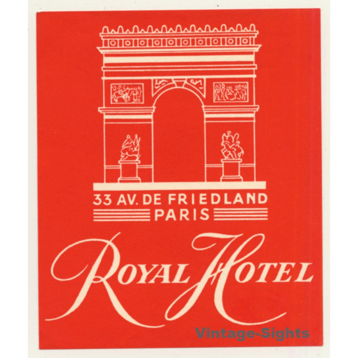 Paris / France: Royal Hotel (Vintage Luggage Label)